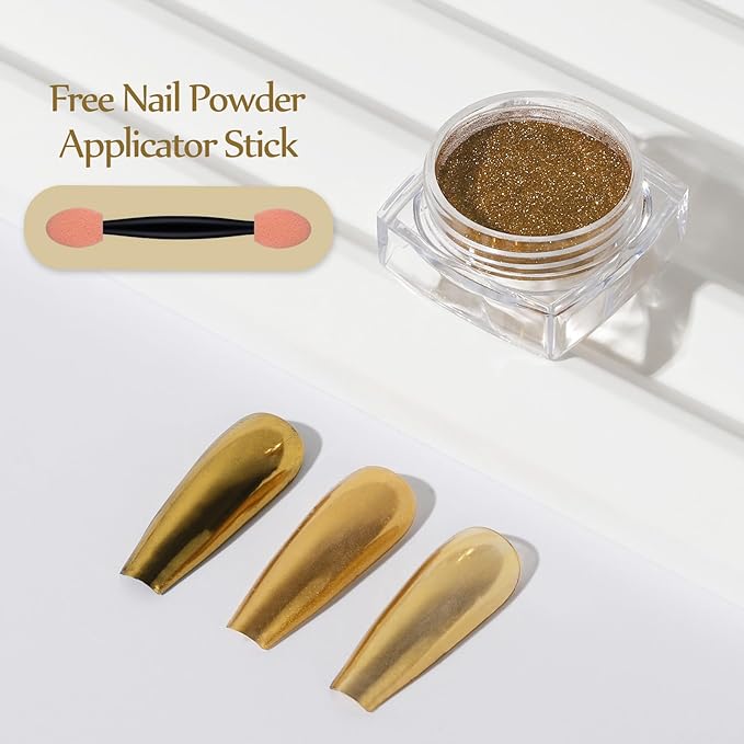 Artdone 2 Jars Chrome Nail Pearl Powder Silver and Gold, Iridescent Aurora Powder Metallic Mirror Effect Pigment Pearlescent Mermaid Pearl Dust Kit, Decoration Acrylic Resin Craft