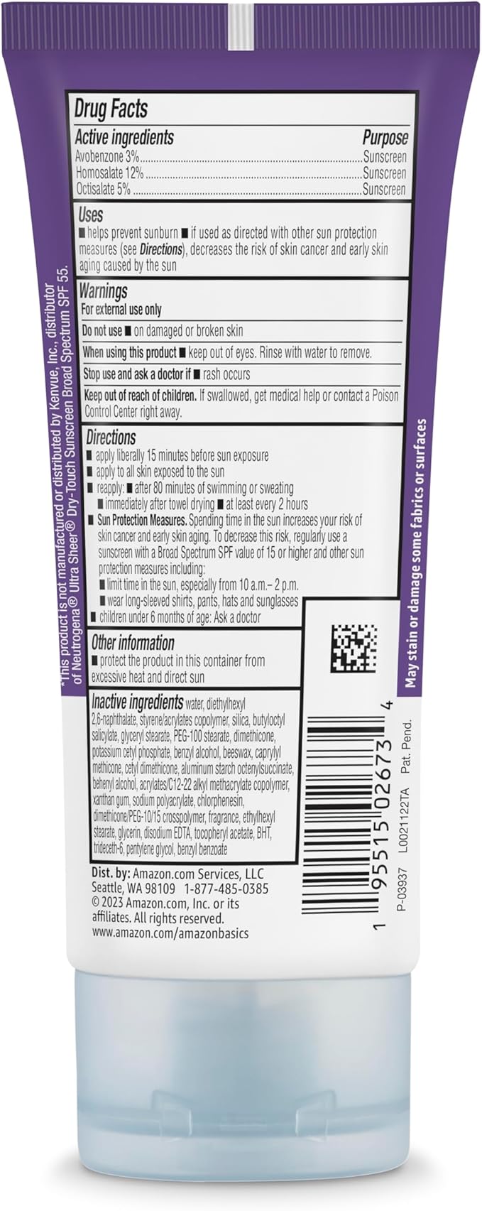 Amazon Basics Sheer Facial Sunscreen SPF 55, UVA/UVB Protection, Water Resistant (80min), Formulated without Octinoxate & Oxybenzone, 3 fl oz (Pack of 1) (Previously Solimo)