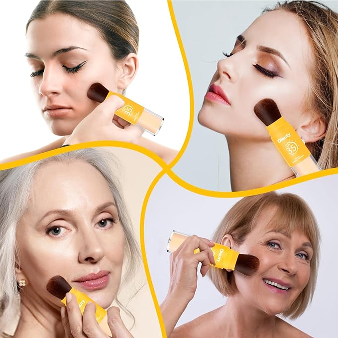 Mineral Sunscreen Setting Powder, SPF 35 Brush Sunscreen Powder for Face & Scalp, Long Lasting Lightweight Breathable, Oil Control Natural Matte Finish (#01 Translucent)