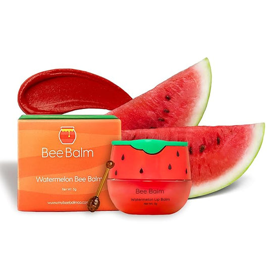 Original My Bee Balm Lip Balm - Watermelon Hydrating Balm Honey Pot for Dry, Chapped & Cracked Lips with Propolis, Honey & Vitamin E - Soften, Smooth & Reduce Lip Lines