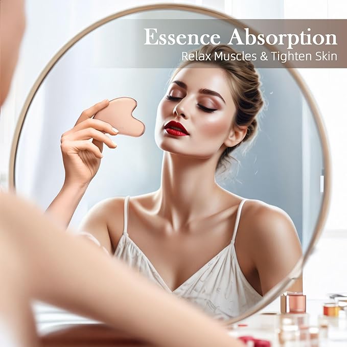 BESKAR Gua Sha Facial Tools, Stainless Steel Guasha Massage Sticks for Jawline Sculpting, Tighten Face Skin and Reduce Wrinkles, Face Eyes Body Neck Massage Tool, Skin Care Gift