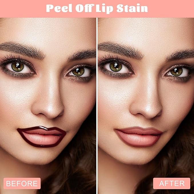 Peel Off Lip Liner Stain - Long Lasting Natural Lip Stain Transfer-proof Lip Liner, Moisturizing Waterproof Lip Gloss Stain, Highly Pigmented Color for All Skin, Ideal Gifts for Women (Coral)