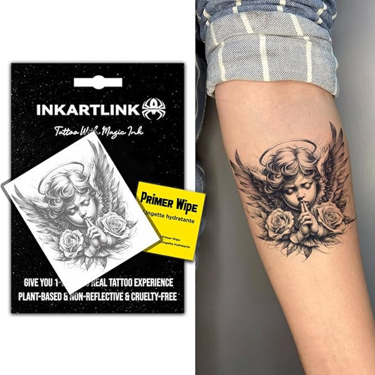 INKARTLINK Semi Permanent Tattoo, party tattoo, beautiful and realistic design, fun tattoo experience, cruelty-free, non-reflective, waterproof (Angel 2)