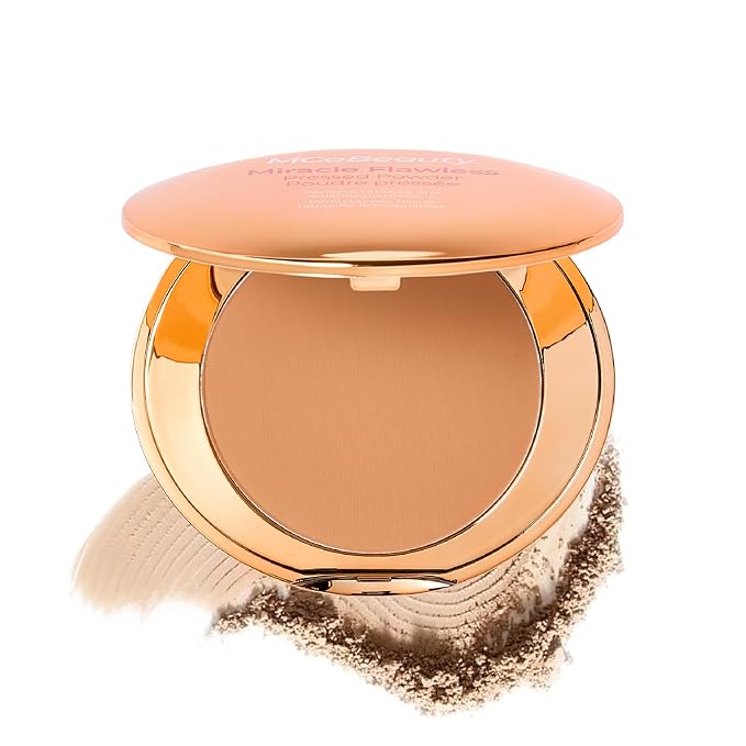 MCoBeauty - Miracle Flawless Pressed Powder - 2 Natural Medium Shade - Compact Setting Powder with Rose Flower Extract and Sweet Almond Oil - Helps Finish and Refine the Look of Makeup