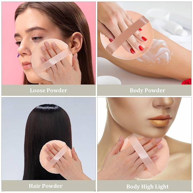 1 Pack 5 Inch Ultra Soft Washable Reusable Large Velour Loose Powder Puff Washable Round Sponge Puff for Face Body, Wet Dry Makeup Tool (skin color)