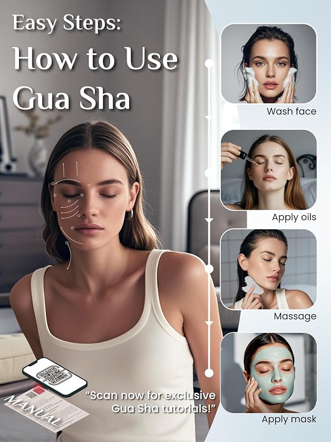 Rena Chris Gua Sha Facial Tools, Stainless Steel Guasha Tool for Acupuncture, Manual Massage Tool for Jawline Sculpting and Puffiness Reducing, Gua Sha Facial Massage Tool, Skin-Care Gift