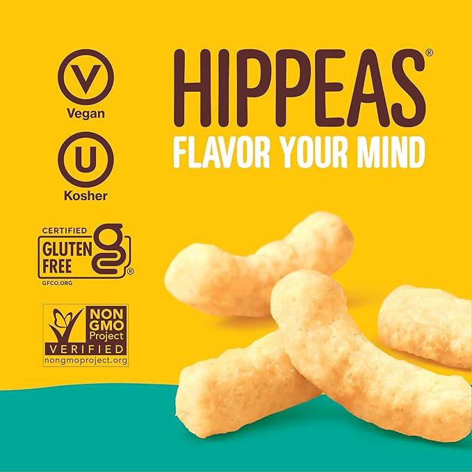 Hippeas Chickpea Puffs, Grillo's Dill Pickle, 3.75 Ounce (Pack of 6), 3g Protein, 2g Fiber, Vegan, Gluten-Free, Crunchy, Plant Protein Snacks