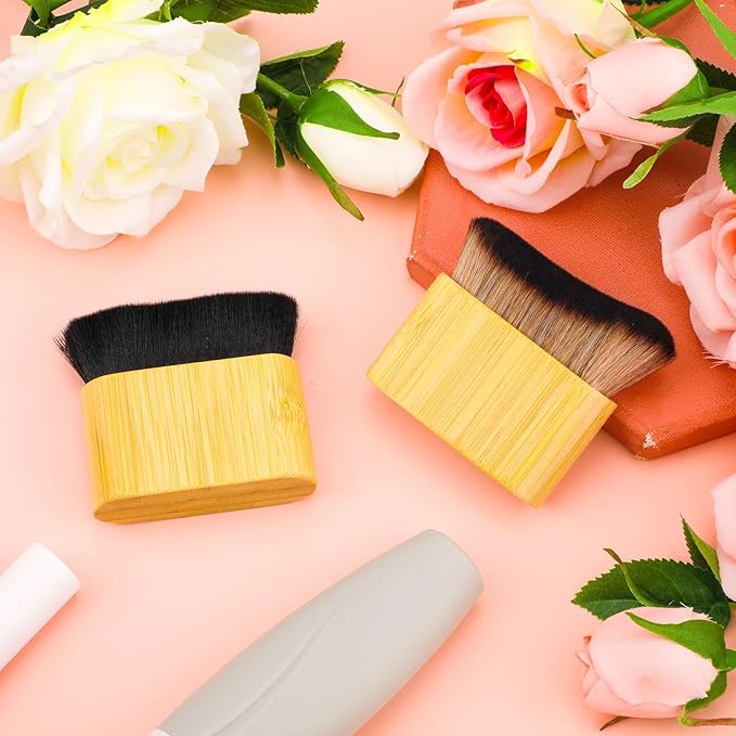 2pcs Self Tanner Brush, Sunscreen Tanning Brush for Self Tan Flat & Curved Head Brush for Body Instant Makeup Buffing Brush, Foundation Brush Applicator for Blending Liquid Foundation Body Face