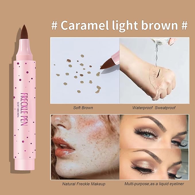 Lifelike Freckle Pen - 2 Colors (Light Brown & Dark Brown), Waterproof, Quick Dry, Soft Dot, Natural, Magic Fake Freckles Makeup Pen