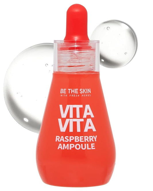 BE THE SKIN Vitavita Raspberry Ampoule - Radiance Boosting Face Serum for Even Skin Tone and Enhanced Elasticity with Niacinamide, Vitamin C, 11 Peptides, 1.01 fl.oz.