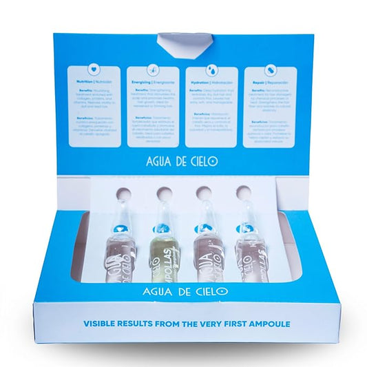 Agua de Cielo Hair Ampoules Set - Intensive Hair Treatment for Damaged Hair, Nourish, Hydrate, Repair & Energize Hair - 4 Ampoules of 10ml