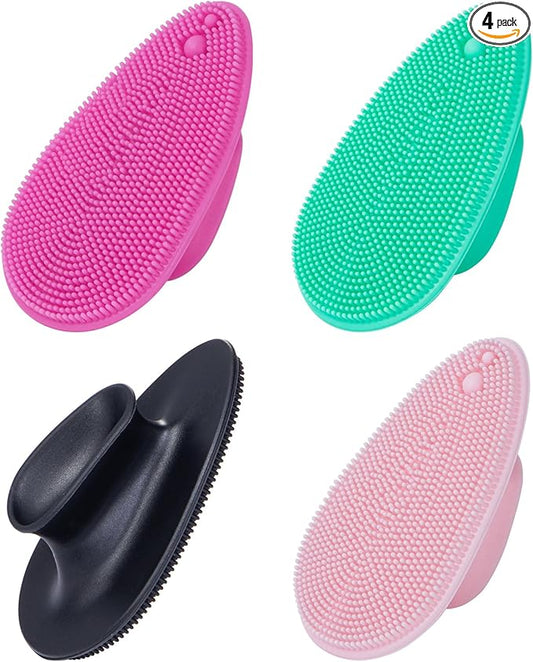 4 Colors Silicone Face Scrubber, Beomeen Facial Cleansing Brush Soft Silicone Facial Exfoliation and Massage Brush Blackhead Scrubber for Men and Women