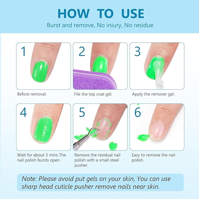 Gel Polish Remover for Nails (3Pack), Nail Polish Remover Tools Quick & Easy Remove Gel Polishs in 3-5 Minutes at Home, Don't Hurt Nails