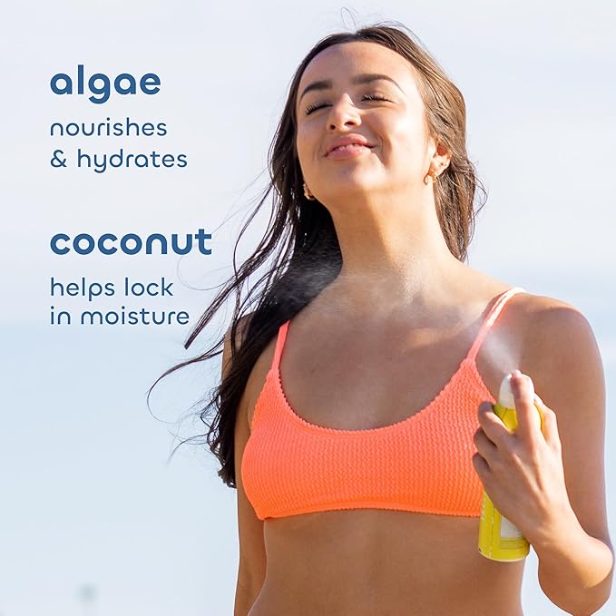 Seaweed Bath Co. Clear Moisture Mineral SPF 30 Broad Spectrum Sunscreen Spray, 6 Ounce, Sustainably Harvested Seaweed, Algae, Coconut