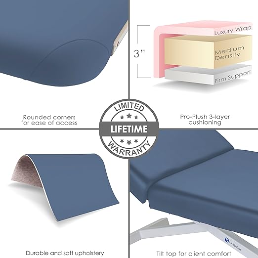 EarthLite Ellora Electric Lift Massage Table with Manual Tilt, Made in USA, 30" x 73, Mystic Blue