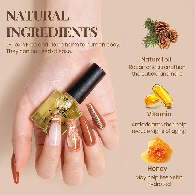 Beetles Gel Base and Top Coat with Cuticle Oil Set, 3Pcs No Wipe Top Gel Glossy Shine Long Lasting, Cuticle Oil Care for Dry Damaged for Stronger Nails Winter Nail Care Kit Gifts for Women