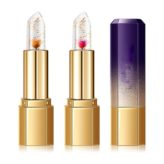 2 Pcs Temperature Color Change Lipstick,PH Magic Temperature Color Changing Lipstick,Lip Gloss,Long Wear Nutritious Tinted Lip Balm,Moisturizing Lip Stick Makeup Set F