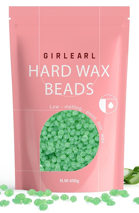 Wax Beads (1lb) for Hair Removal - Aloe Vera Formula, Perfect for Sensitive Skin, Eyebrow, Brazilian Bikini, Legs, Facial and Full Body Waxing at Home