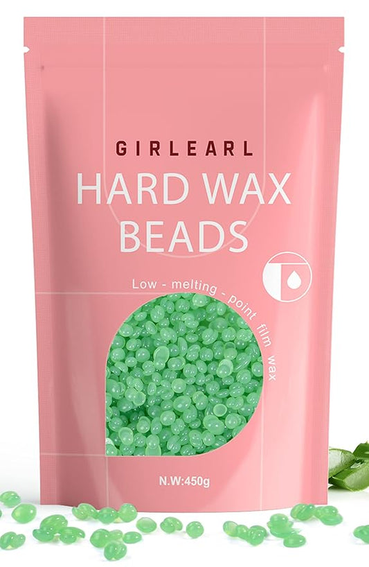 Wax Beads (1lb) for Hair Removal - Aloe Vera Formula, Perfect for Sensitive Skin, Eyebrow, Brazilian Bikini, Legs, Facial and Full Body Waxing at Home