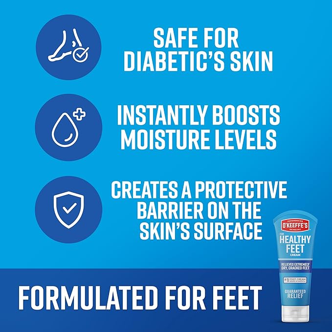 O'Keeffe's for Healthy Feet Foot Cream - 7 oz Tube (1 Pack) - Guaranteed Relief for Extremely Cracked, Dry Feet, Repairing Skincare, Instantly Boosts and Retains Moisture Levels