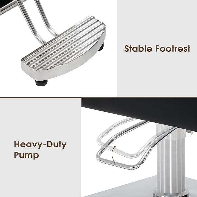 BarberPub Classic Styling Salon Chair for Hair Stylist, Barber Chair with Hydraulic Pump, Beauty Barbershop Salon Spa Equipment 3805 (Black)