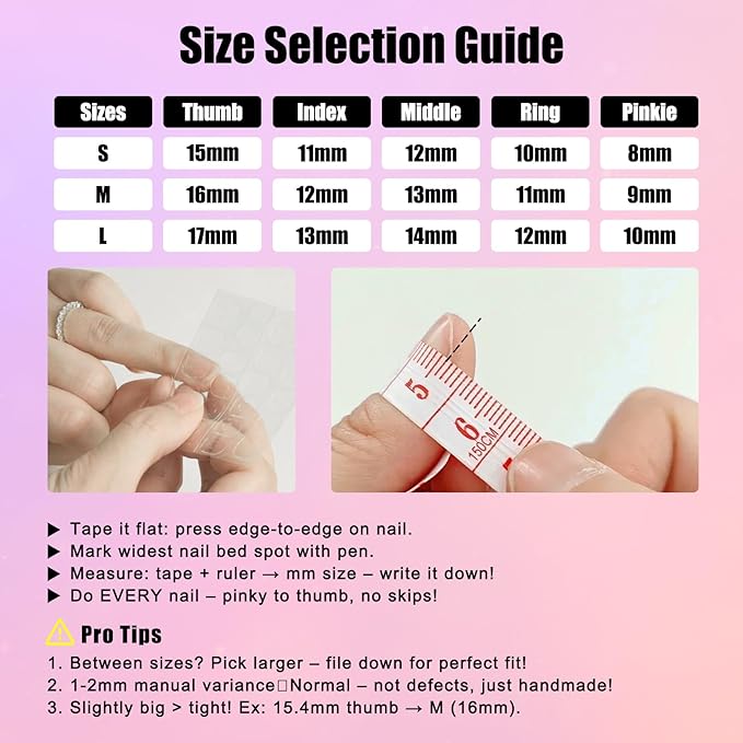 Pink Blue French Tip Press On Nails Flower Medium Almond-3D Floral Handmade Nude-Salon Gel Acrylic Full Set 10pcs Reusable(Floral Fantasy, Size M)