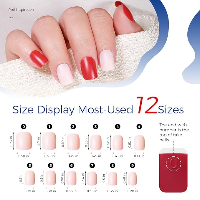 Press on Nails, 24 Colors 576PCS Short Square False Nails with 12 Sizes, Full Cover Press on Nails for Women, Lightweight Matte Natural Fake Nails for Nail Art Design