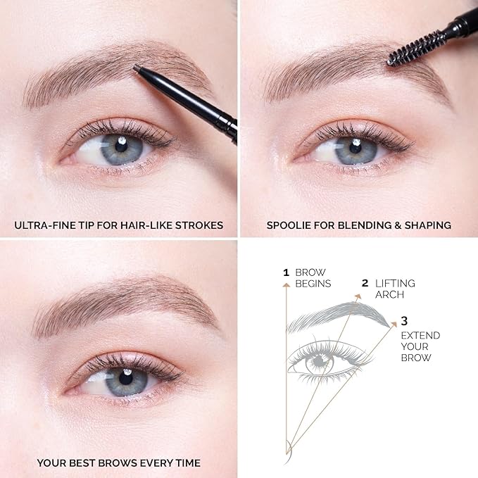 OFIR Brow Trace Precision Browliner | Waterproof, Ultra-Fine Tip Brown Eyebrow Pencil | Smudge-Proof, Cruelty Free, Matte Finish | Long-Wear Brow Tool with Spoolie | Chocolate - Dark Brown, 0.003 OZ