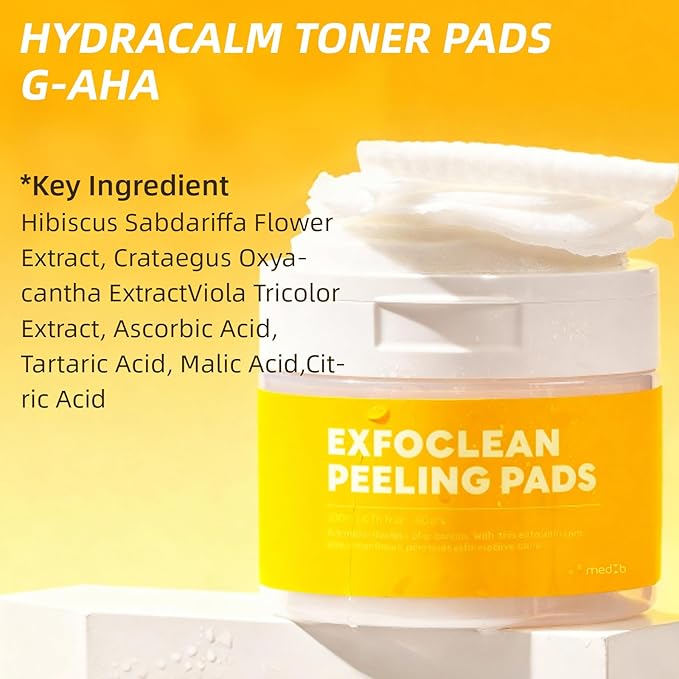 MEDB Exfoclean Peeling Pads Korean Skincare Exfoliating Face Pad with AHA & BHA Face Exfoliator Toner Pads with Salicylic Acid Brightening, Hydrating, Pore Care, for Radiant & Clear Skin, 60 Counts