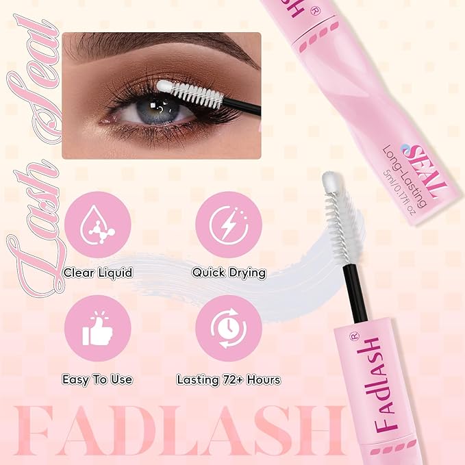 FADLASH Lash Bond and Seal Eyelash Glue DIY 2 in 1 Lash Clusters Glue with Mascara Wand for Strong Hold 72 Hours Long Lasting 10ml