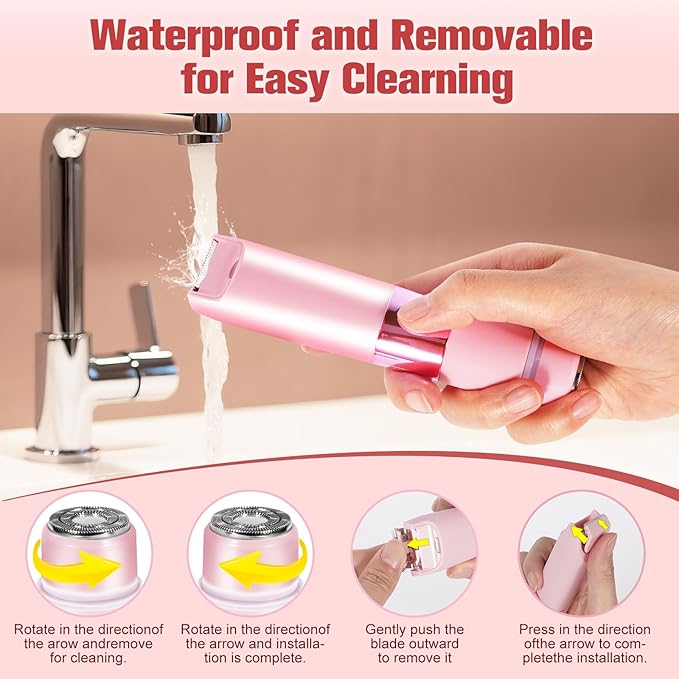 Bikini Trimmer for Women, 2 in 1 Electric Razor with LED Light, Body Facial Hair Remover, Type-C Charging, Wet/Dry Use for Smooth Skin