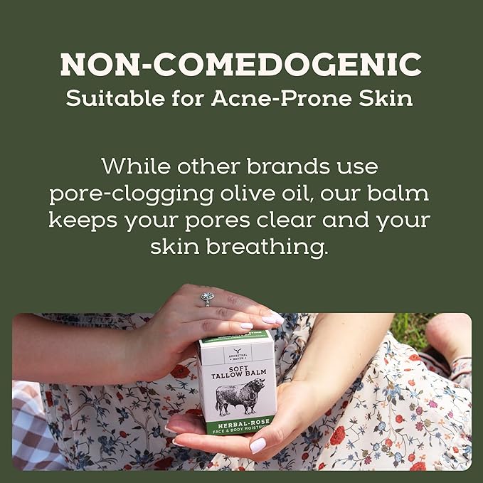 Beef Tallow for Skin - Beef Tallow For Face - Tallow Face Moisturizer - Beef Tallow Moisturizer - Tallow Balm - Grass Fed Beef Tallow For Skin - Tallow Face Cream Lotion (5.0, Herbal-Rose)