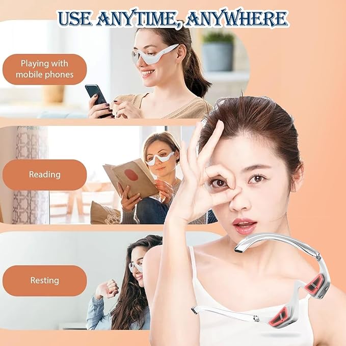 Johncase Under Eye Massager 3D Vibration Advaned Eyes Beauty Dark Circles Relaxing Eye Bevice Portable for Improvement Eyecare Glasses for Relaxtion