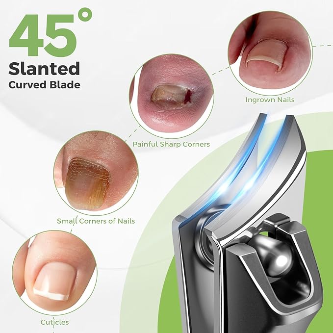 2025 Toenail Clippers for Seniors Thick Toenails, Angled Head Large Toe Nail Clippers for Thick Nails for Men, Heavy Duty Ingrown Toenail Clippers with Wide Jaw, Slanted Nail clippers with Long Handle