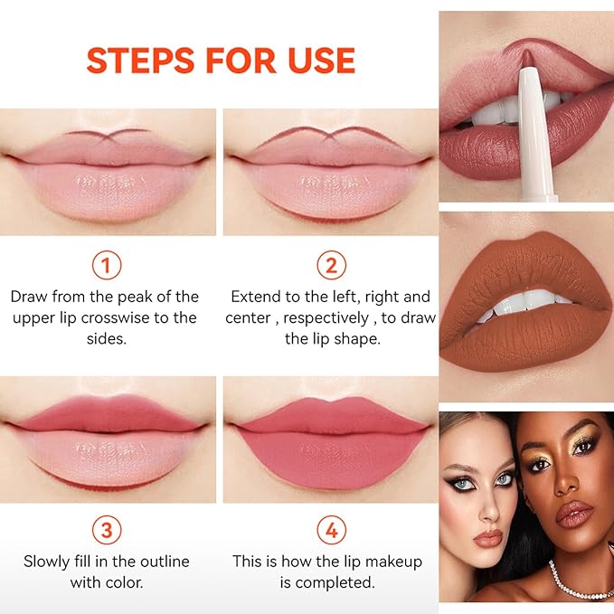 Dark Red Lip Liner Pencil Lipstick Lip Crayon Set, 2-In-1 Matte Velvet Lip Liner Smudge-Proof Waterproof Long Lasting Creamy Lipstick Smooth Lipliner High Pigmented Lip Colors For Women (#04)