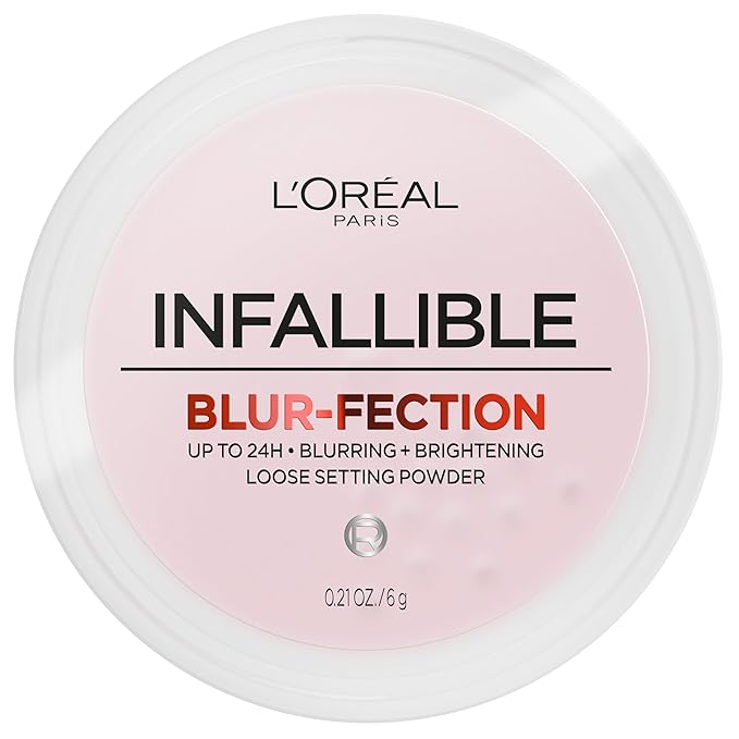 L'Oreal Paris Infallible Blur-fection Longwear Loose Setting Powder, Blurring Face Powder With Up to 24HRs of Wear, Brightening Light Pink, 1 Kit