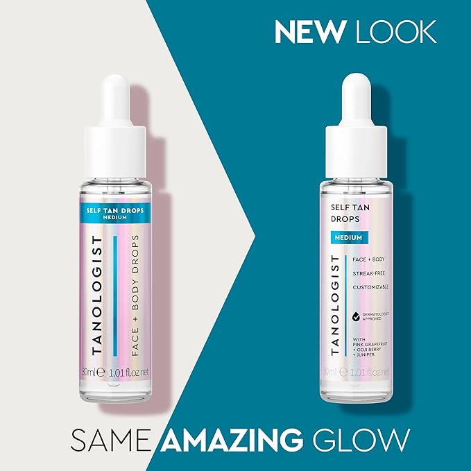 Tanologist Self-Tan Drops- Medium, Bronzing Serum, Customizable Face & Body Self Tanner For Moisturizer, Gradual Tanning Drops for Natural Glow, Streak-Free Vegan Formula, 1.01 fl oz