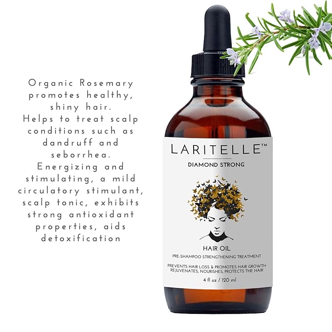 Laritelle Diamond Strong Hair Growth Treatment Oil – 4 oz – Organic Anti‑Thinning Scalp Oil with Jojoba, Saw Palmetto, Nettle & Rosemary – Vegan, Sulfate‑Paraben‑Free