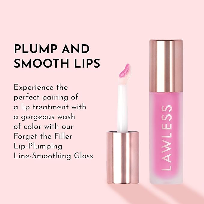 Lawless Forget the Filler Lip Plumping Line Smoothing Gloss - Strawberry Popsicle - Premium Volumizing Lip Gloss with Natural Ingredients Designed to Plump, Firm, and Hydrate Lips 0.11 oz