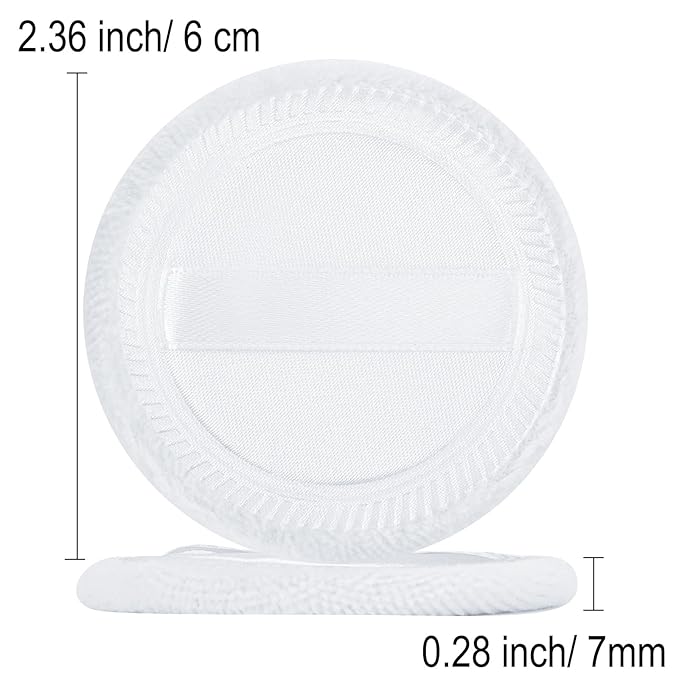 12 Pieces Powder Puffs Cotton Round Makeup Pads Soft Face Compact Puffs for Loose Setting Pressed Powder, 2.36 Inch (White)