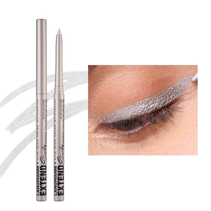 Silver Eyeliner Retractable Silver Glitter Eyeliner Pencil Water proof Long Lasting Smudge-proof Hypoallergenic #02