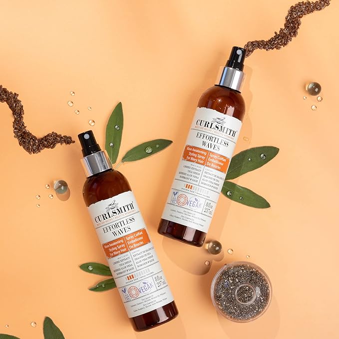 CURLSMITH - Effortless Waves Styling Spray, Lightweight and Moisturising, Reduce Frizz, Natural Look, For Wavy and Curly Hair, Vegan (8oz)