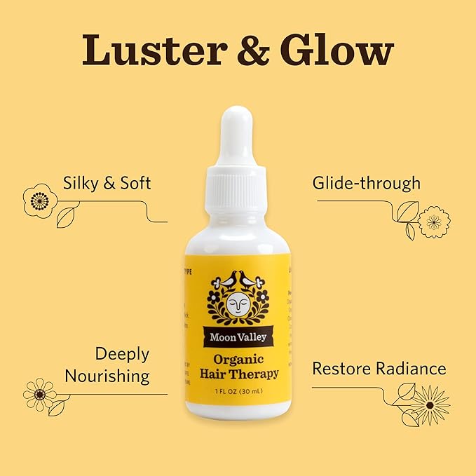 Moon Valley Organics Organic Hair Therapy for Every Type of Hair With MCT Oil, Jojoba Oil, Argan Oil, And Rosemary - Reduce Frizz, Hydrate, Heal Damaged Hair