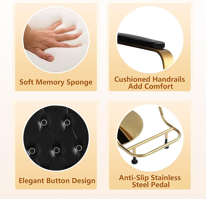 Barber Salon Chair for Hair Sylist, Hydraulic Salon Chairs, Height Adjustable Barber Chairs, Reclining Barber Styling Chairs, 360 Degrees Rotation Shampoo Chair for Barbershop (Black)