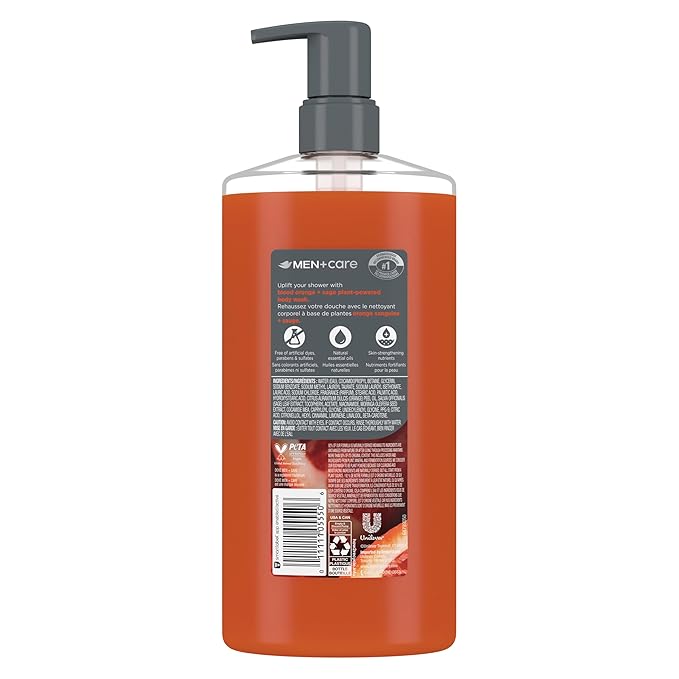 DOVE MEN + CARE Body Wash Blood Orange to Rebuild Skin in the Shower with Plant-Based Cleansers and Moisturizers 26 fl oz