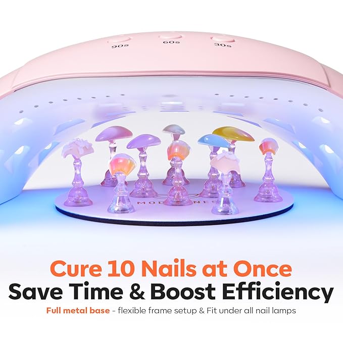 Modelones Nail Stand Set, Magnetic Nail Stands for Press ons False Nail Tips Practice Acrylic Holder with 200pcs Sticky Tabs Strong Metal Base Painting Display DIY & Salon Use Beginner Supplies