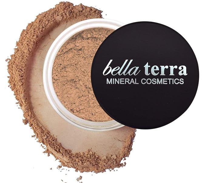BellaTerra Cosmetics Mineral Powder Foundation – Honey | Golden Medium Shade | Long-Lasting Matte Mineral Makeup for a Radiant, Even Complexion 9g