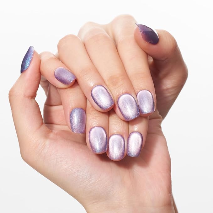 GLAMERMAID Press on Nails Extra Short Square, Sparkling Purple Spring Summer Handmade Gel Glue on Nails, Glossy Fake Nails Reusable Acrylic False Nails Manicure Kits for Women