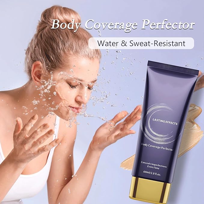 Body Coverage Perfector, All Over Complexion Perfector with Brush, Sweat-Resistant Transfer Proof Leg & Body Makeup, Tattoo Cover Up Makeup