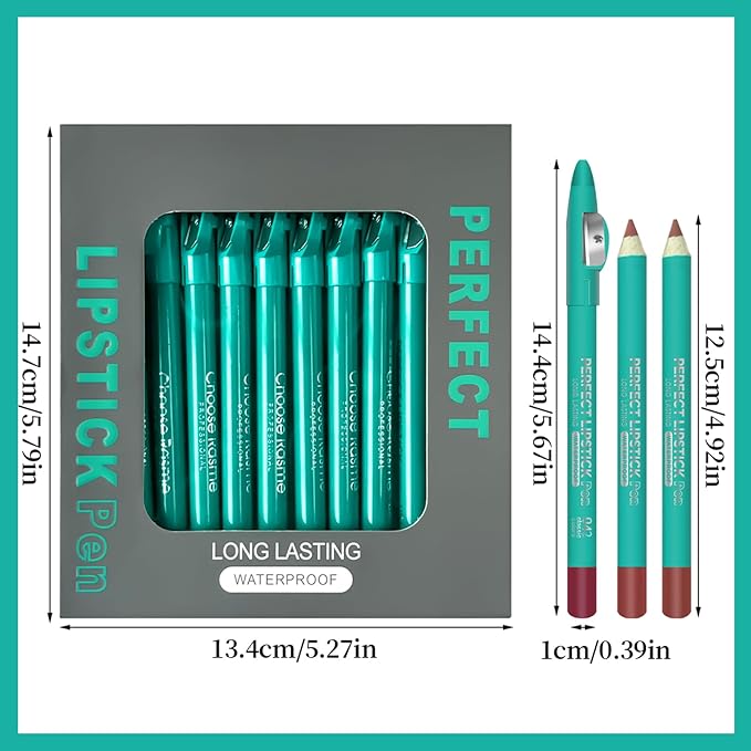 Erinde 12PCS Lip Liner Pencil, Nude Lip Liner Set with Lip Liner Sharpener, Matte Dark Brown Pink Red Mauve Series Lip Liner Pack, Waterproof Long Lasting Liner Crayon Lipstick for Women Daily Makeup